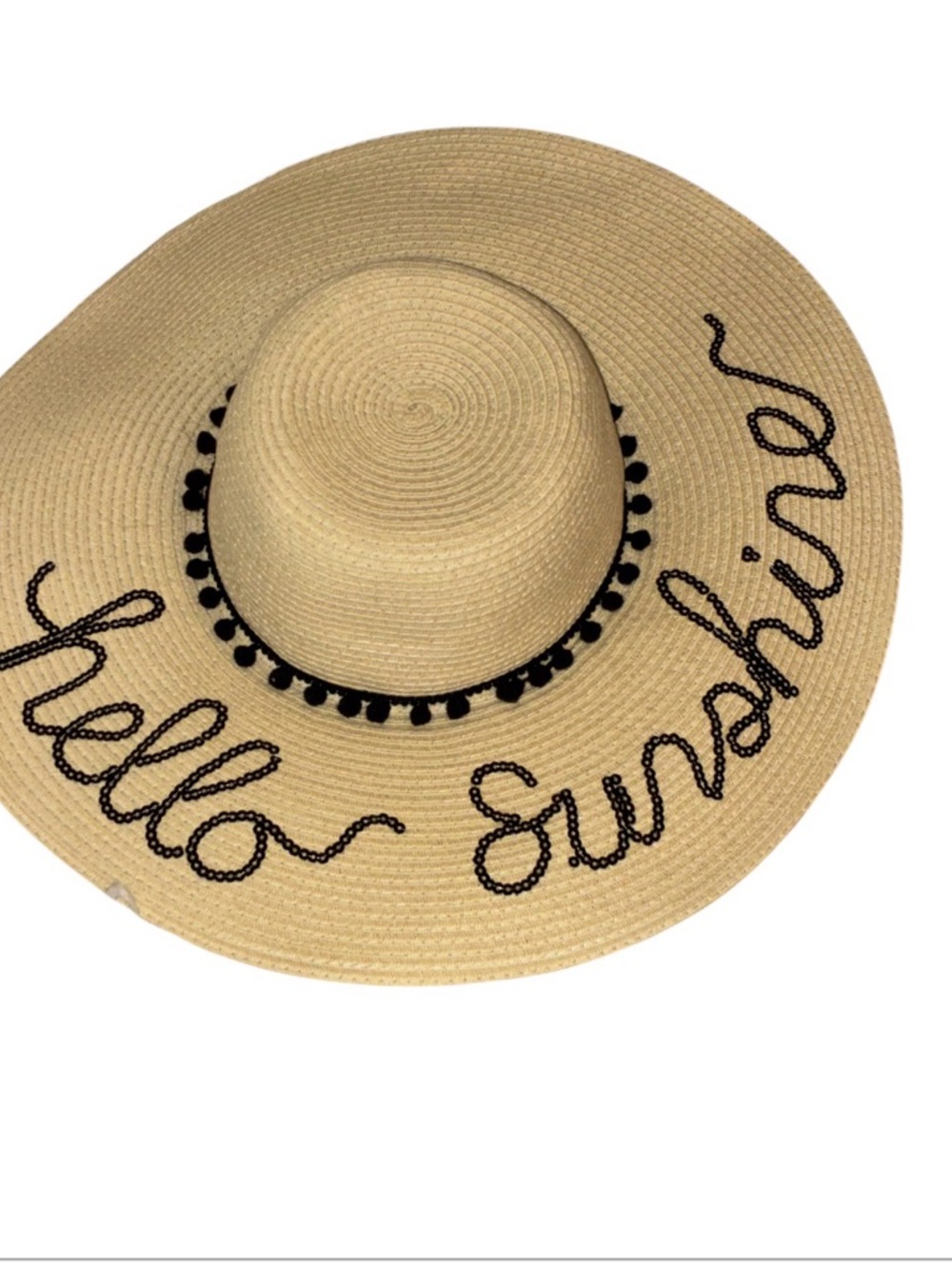 Hello Sunshine Women’s Straw Sun Hat - Natural with‎ Black Trim